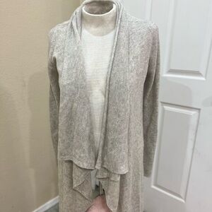 Kenar 100% 2 Ply Cashmere Open Front Waterfall Cardigan Soft  Gray sz M Luxury